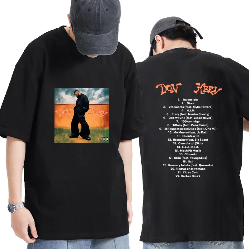 

Eladio Carrión 2025 New Album DON KBRN printed short sleeve T-shirts Men Women Cotton vintage LooseT Shirt Hip Hop Tops Unisex