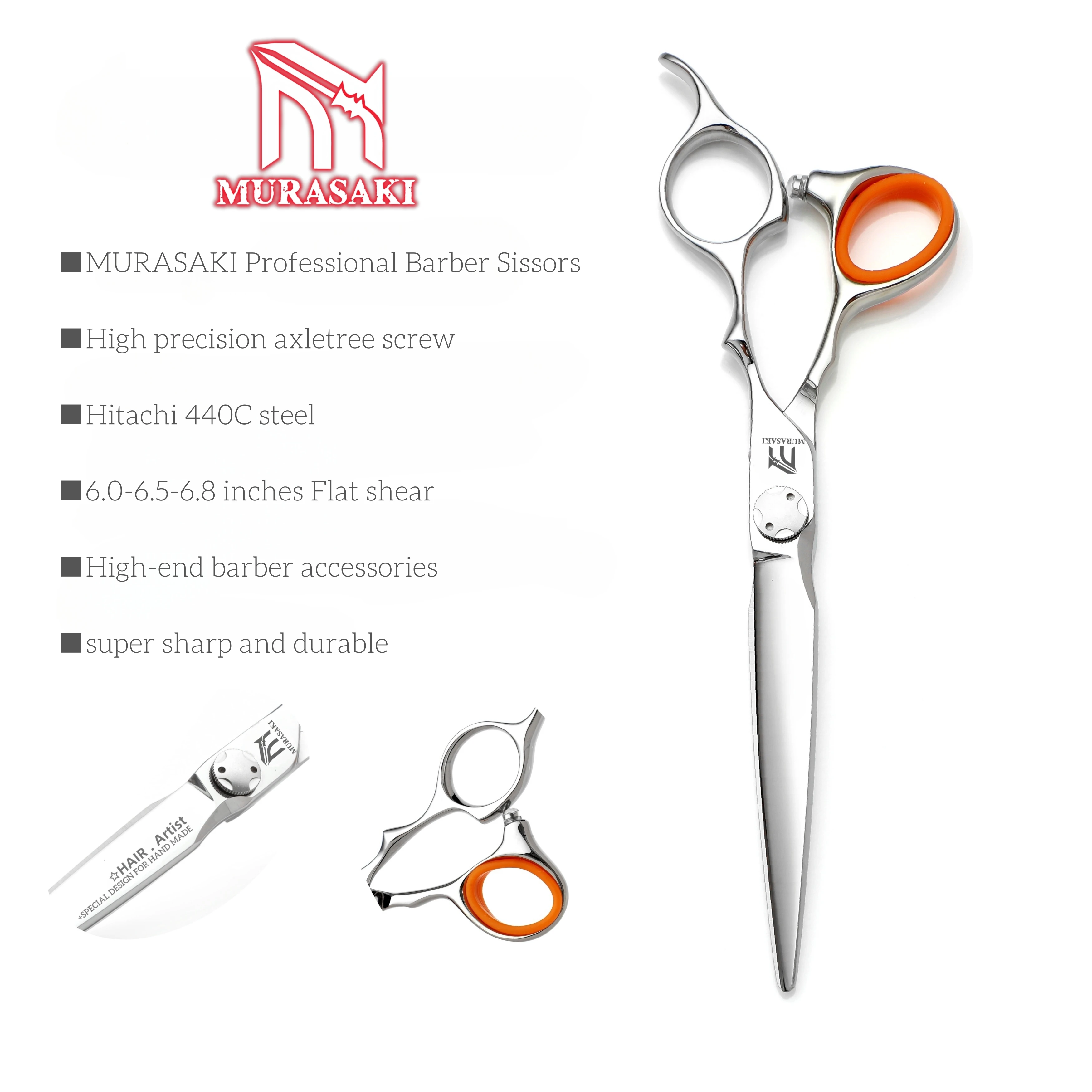 MURASAKI Professionelle Haarausdünnungsscheren, 6-6,8 Zoll Hitachi 440C Stahl-Friseurscheren, hochwertige Haarschneidewerkzeuge für den Salon – Detail 6