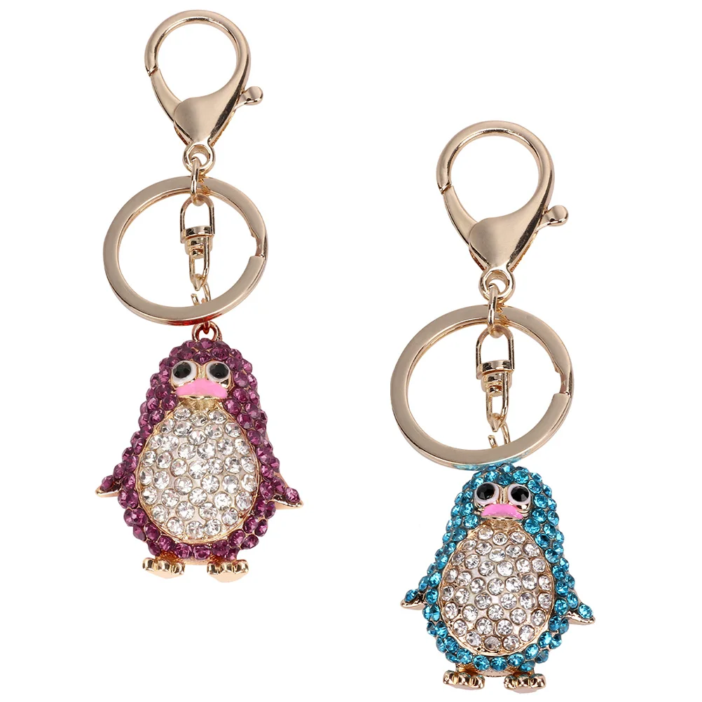 

2 Pcs Penguin Keychain Cute Accessories Zinc Alloy Pendant Metal Animals Decoration Bag