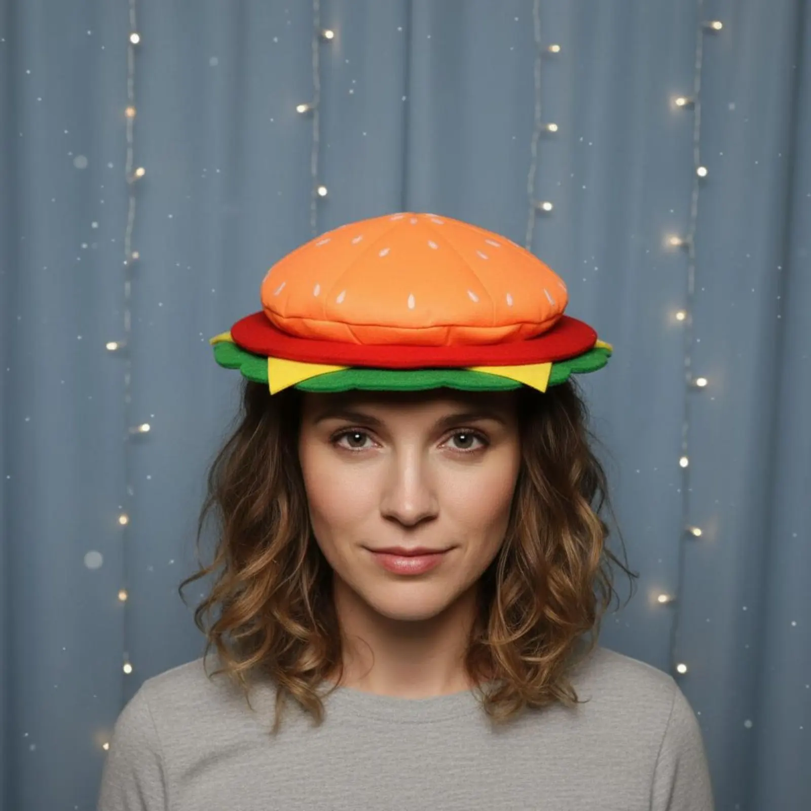 Potato Sticks Hat Creative Prop Beef Patty Sandwich Hat Novelty Headwear Funny Design Costume Accessory for Adults, Performance