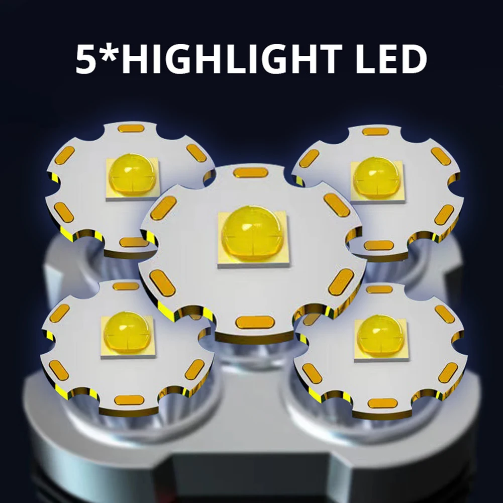 USB Rechargeable LED+COB Flashlight Camping Hiking Power Display Spotlight Lamp