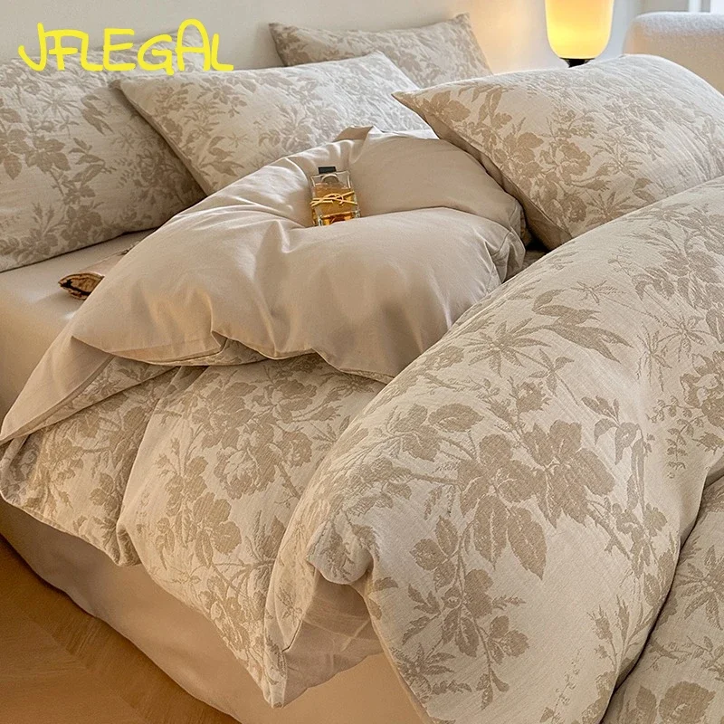 JFLEGAL 100% Cotton Bedding Set 4pcs Duvet Cover Bed Sheet Double Queen US King Size Pillowcase Bed Quilt Cover Full Set sabanas