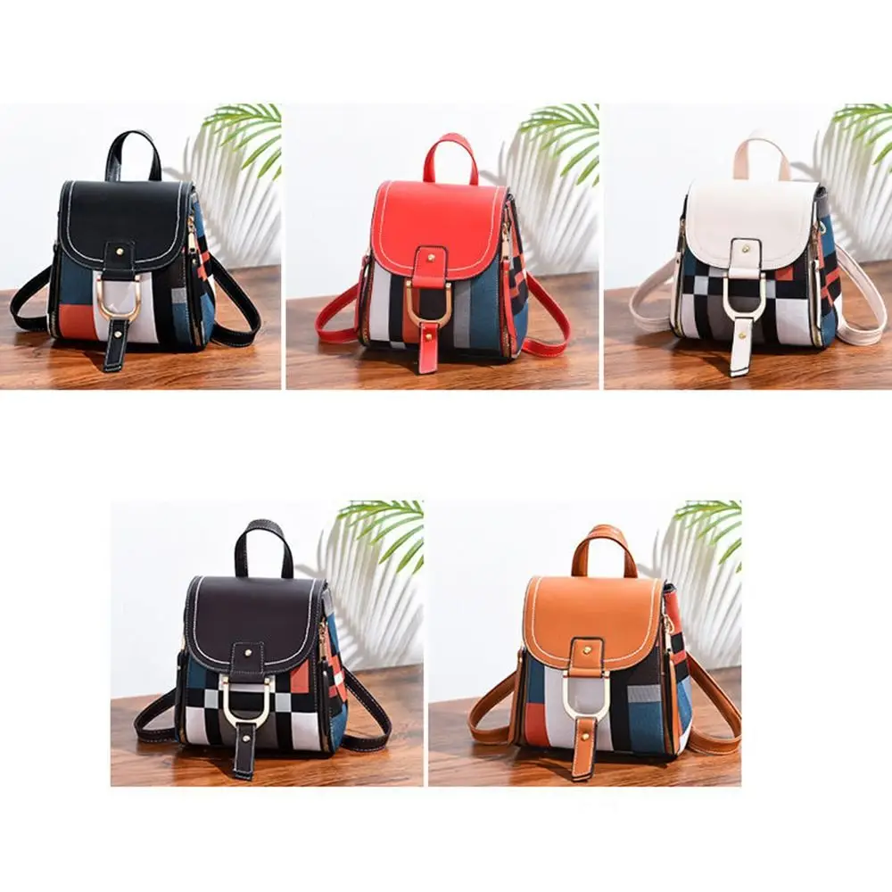 

New PU Shoulder Bag Splicing Backpack Large Capacity Crossbody Bag Multi-purpose Hand Bag for Travel Shopping