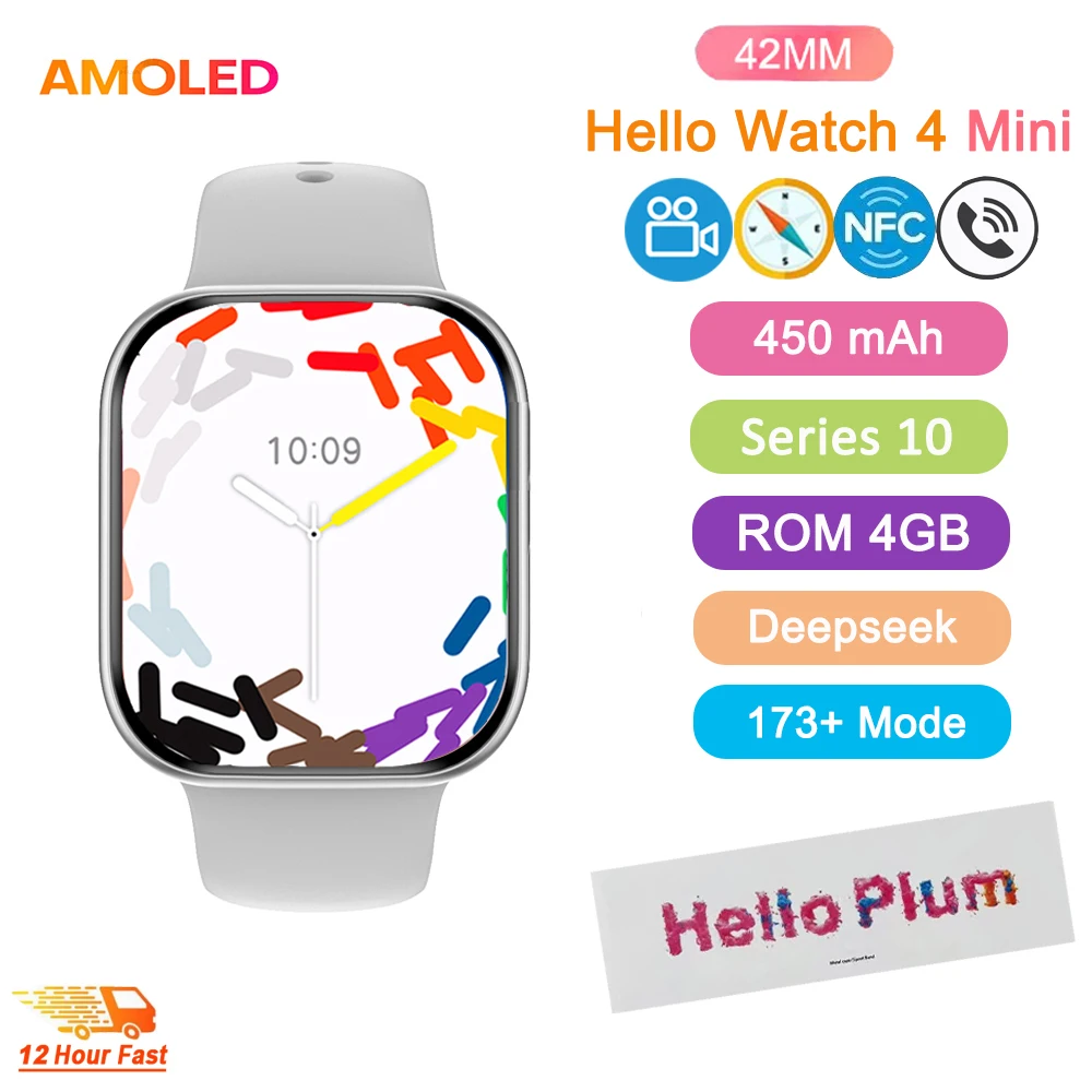Оригинальные мини-смарт-часы Hello Watch 4 Plus, 42 мм, 2 ГБ ПЗУ, Deepseek NFC GPT, GPS, компас, Bluetooth-вызов, двухъядерные женские умные часы