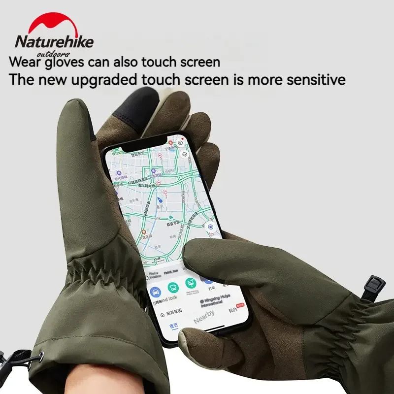 

Ветрозащитные зимние перчатки Naturehike, термостойкие перчатки для езды на велосипеде, альпинизма, катания на лыжах, водонепроницаемые противоскользящие перчатки с сенсорным экраном