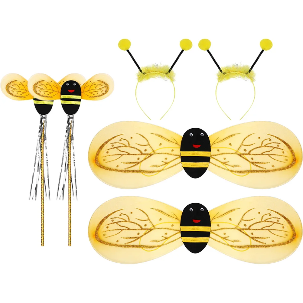 Ensemble d'accessoires de Costume d'abeille pour enfants, 2 ensembles, ailes en plastique légères, bandeau, Cape, vêtements de spectacle, fournitures de fête, décor, cadeau de noël