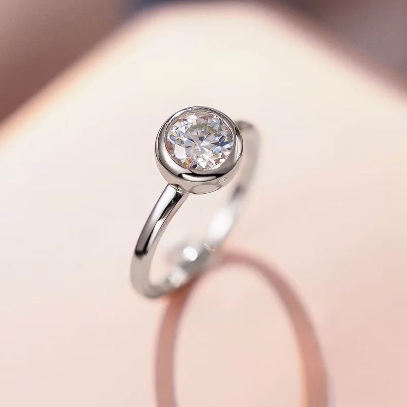 0.5CT Moissanite 925 Silver Wedding Band Ring