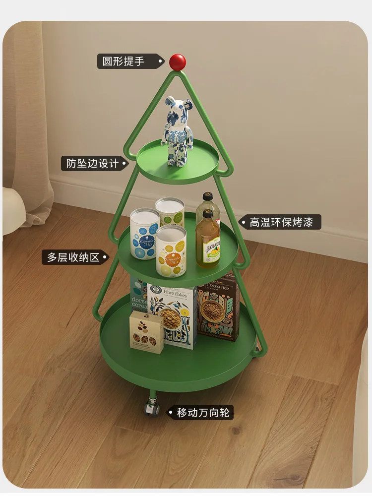 Creative Christmas tree side table simple now movable storage substitute sofa living room bedside snack shelf