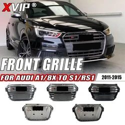 XVIP S1 Style Silver And Black Front Bumper Grille For Audi A1 8X 2011-2015 Chrom Frame To RS1 Style Racing Grilles Upper Grille