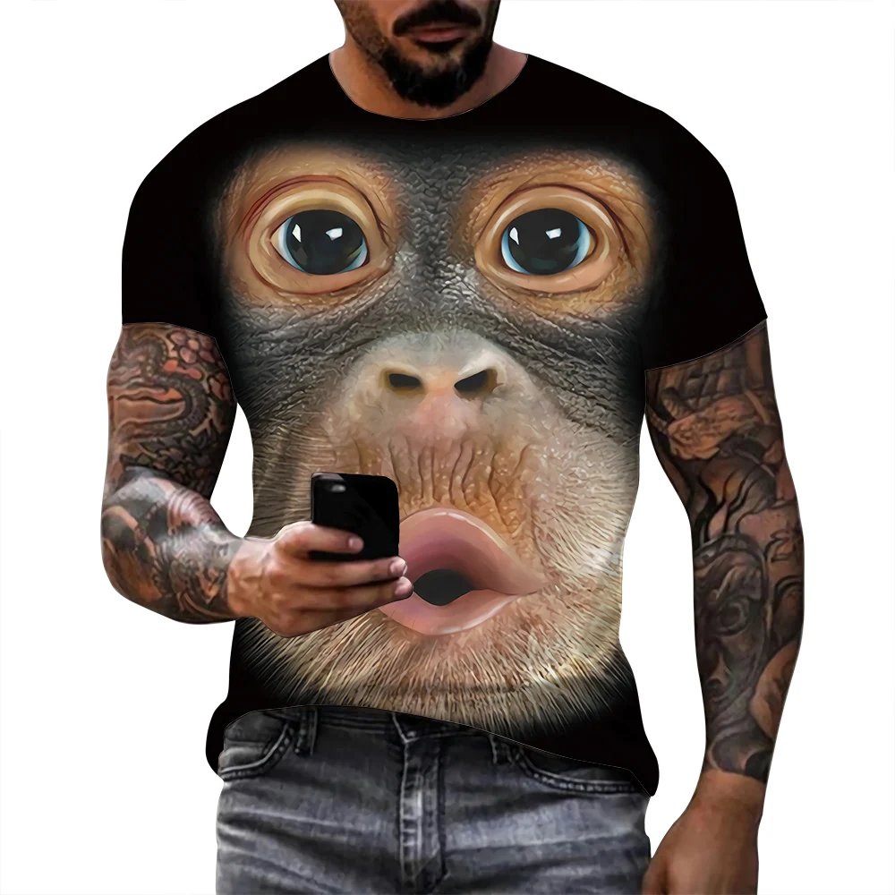 CLOOCL Men T Shirt 3D Graphics Mouth Monkey T-shirt Animal Printed Women T-shirt Short Sleeve Men's Big Belly Funny Tshirt Tops