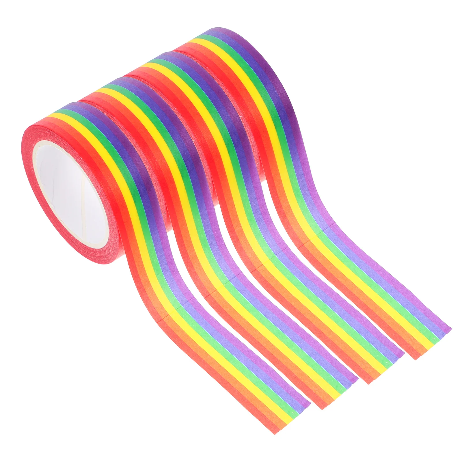 

4Pcs Washi Tape 15mmx10m Rainbow Stripe Decorative Masking for Planners Scrapbooking DIY Crafts Pride Party Favors