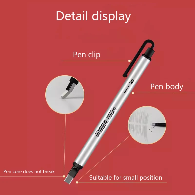 Pen Style Mechanical Eraser Square/Round Tip Refill, Precision Pencil Rubber for Artists Drawing, gomas Back to School Supplies