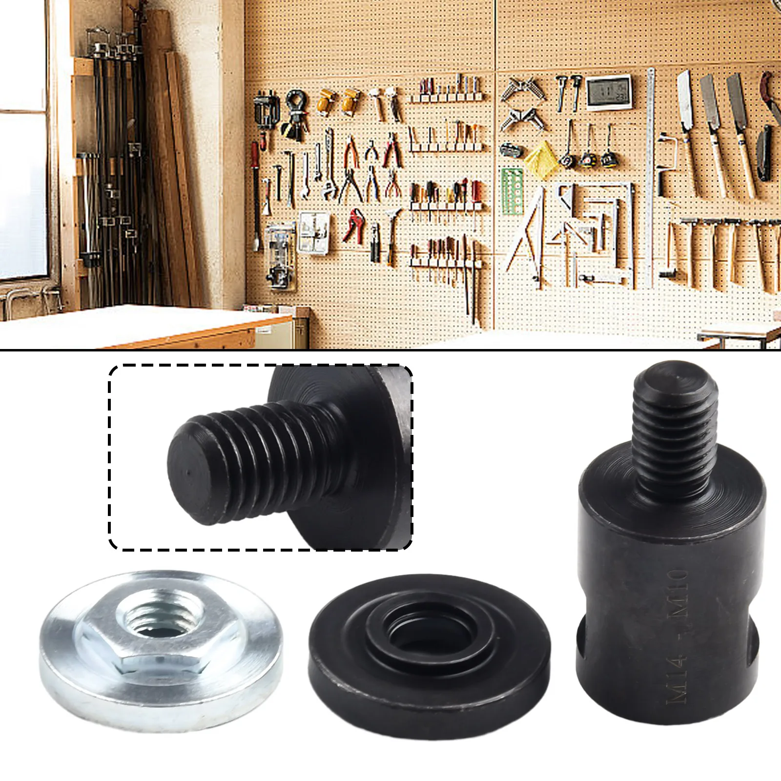 Set di adattatori per smerigliatrice angolare da 3 pezzi con convertitore e piastra per la conversione del filettatura da M14 a M10 Migliora la versatilità del tuo strumento