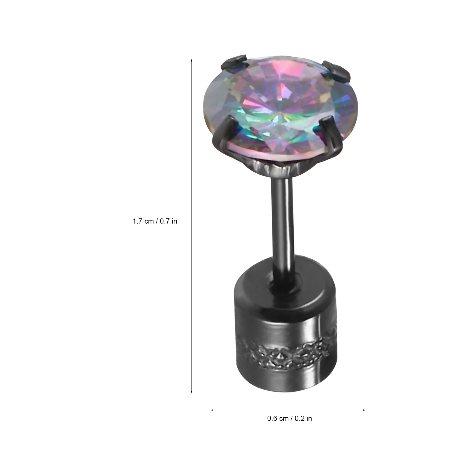 

6 Pairs Colorful Zirconia Stud Earrings 6MM Black White Blue Green Red Clear CZ Screw Back Titanium Steel Women Men Gifts