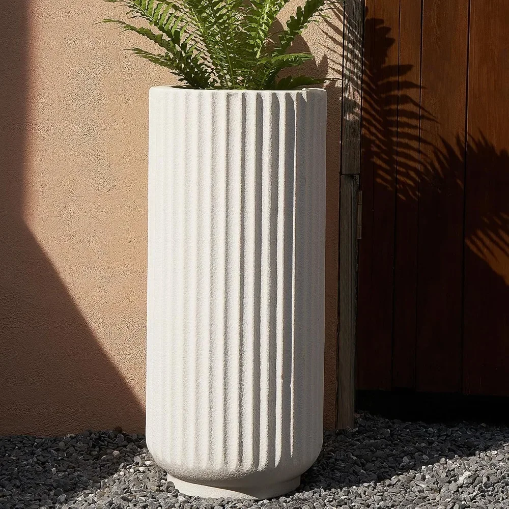 

Roman Column Concrete Planter Durable All-Weather Use with Drainage Holes,Large Tall Round Planter for Outdoor Indoor Plants