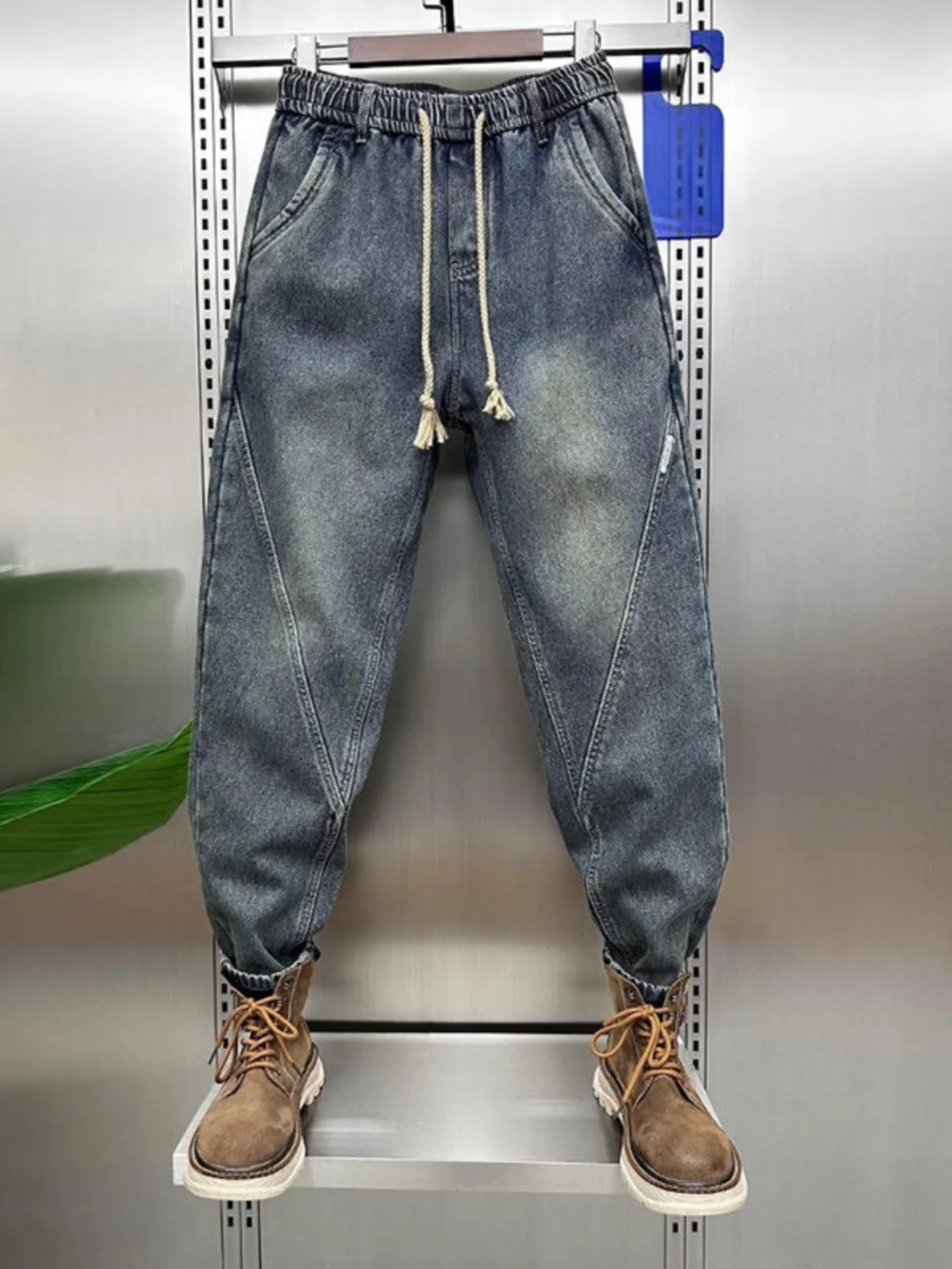 

Loose Fit Retro Patchwork Slim Jeans Men's Spring Autumn Harlan Carrot Pants Straight Leg Tapered Denim Youth Trend Casual