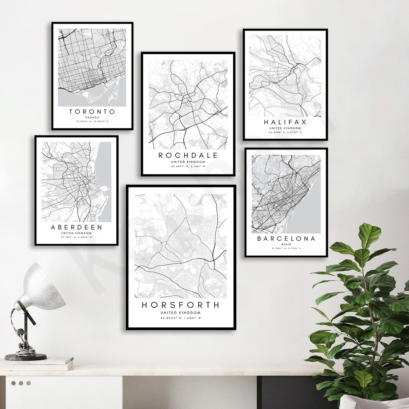 Horsforth. Toronto. Rochdale. Halifax. Oxford. New Delhi. Munich. Barcelona. Salisbury. Sunderland. Cities Travel Map Poster