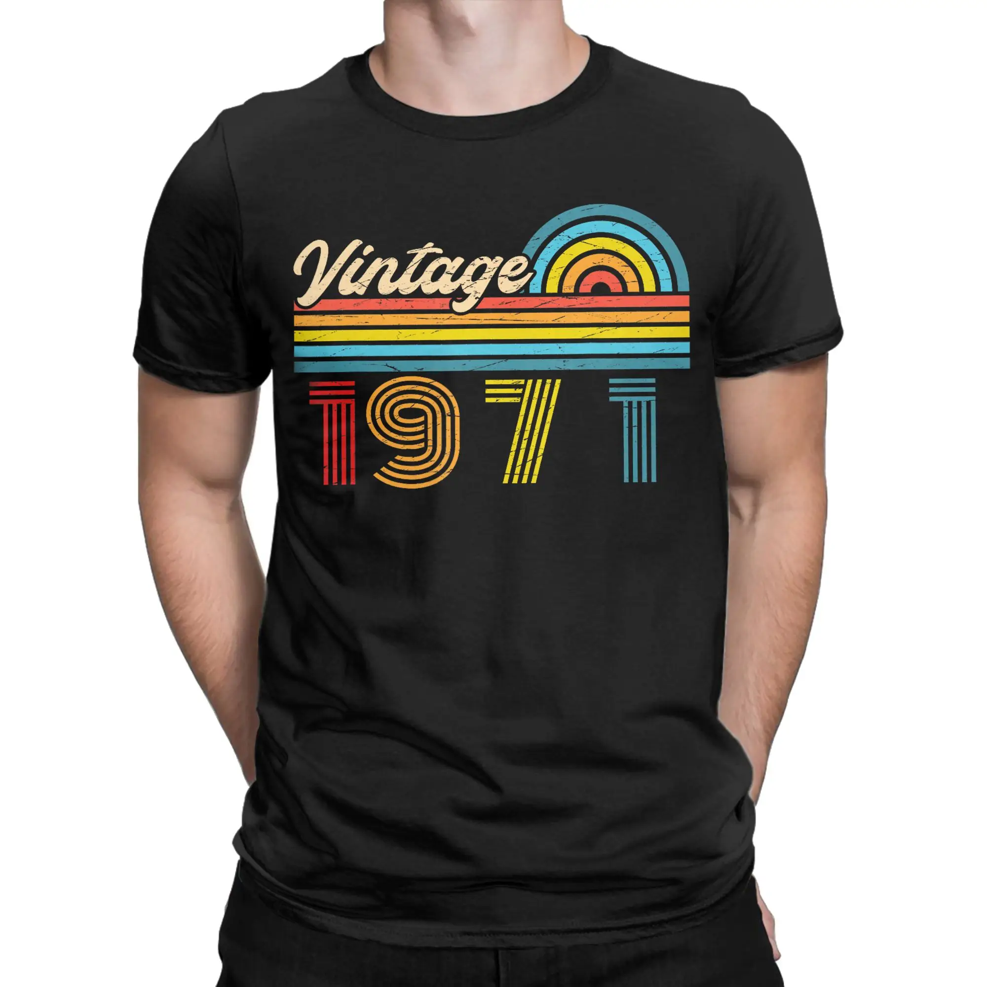 Camisetas retrô vintage 1971 para homens e mulheres, 100% algodão, camisetas casuais com gola redonda, roupas plus size, 55º aniversário
