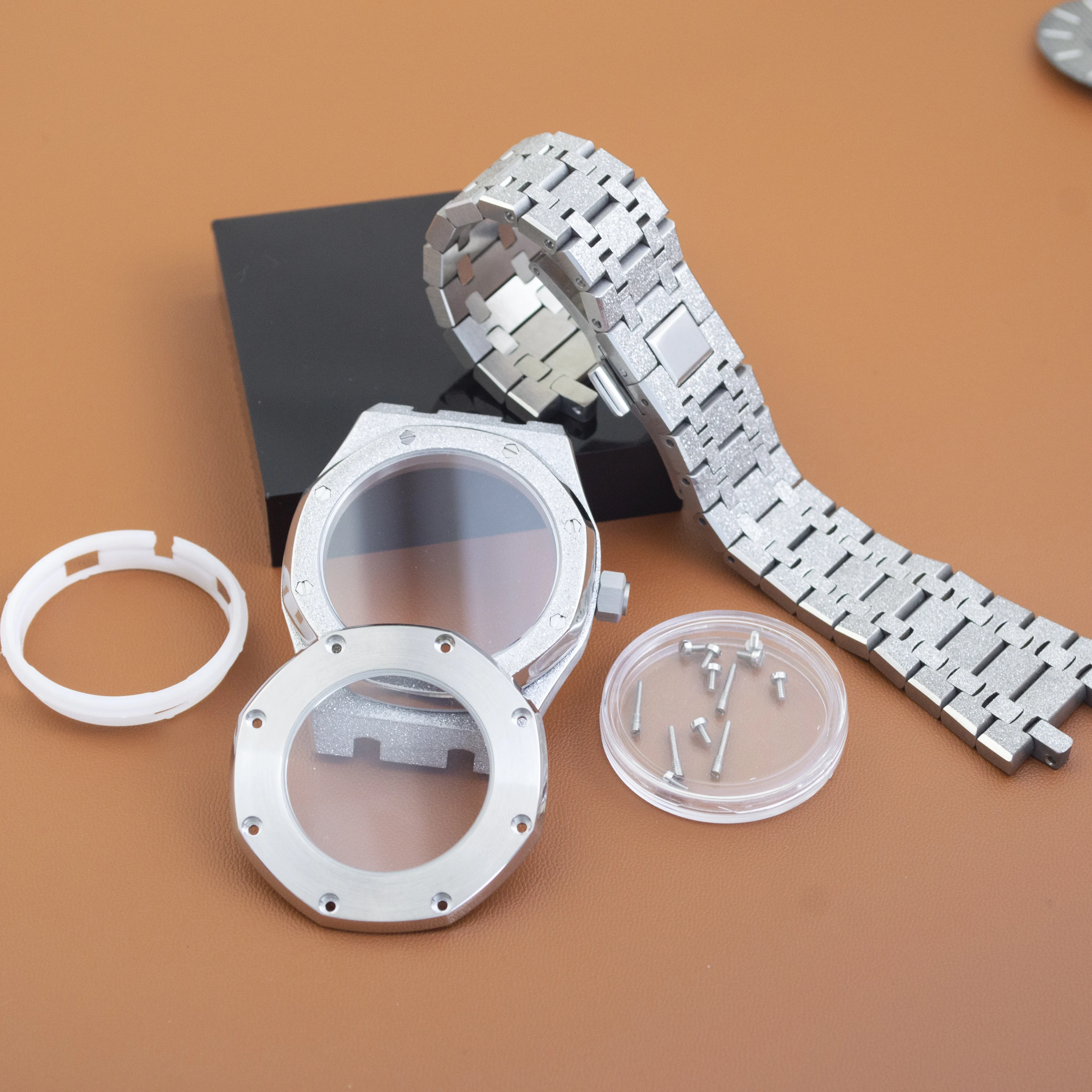 41mm-nh35-watch-case-frost-sand-case-strap-316l-stainless-steel-waterproof-sapphire-glass-for-oak-318mm-dial-nh35-nh36-movement