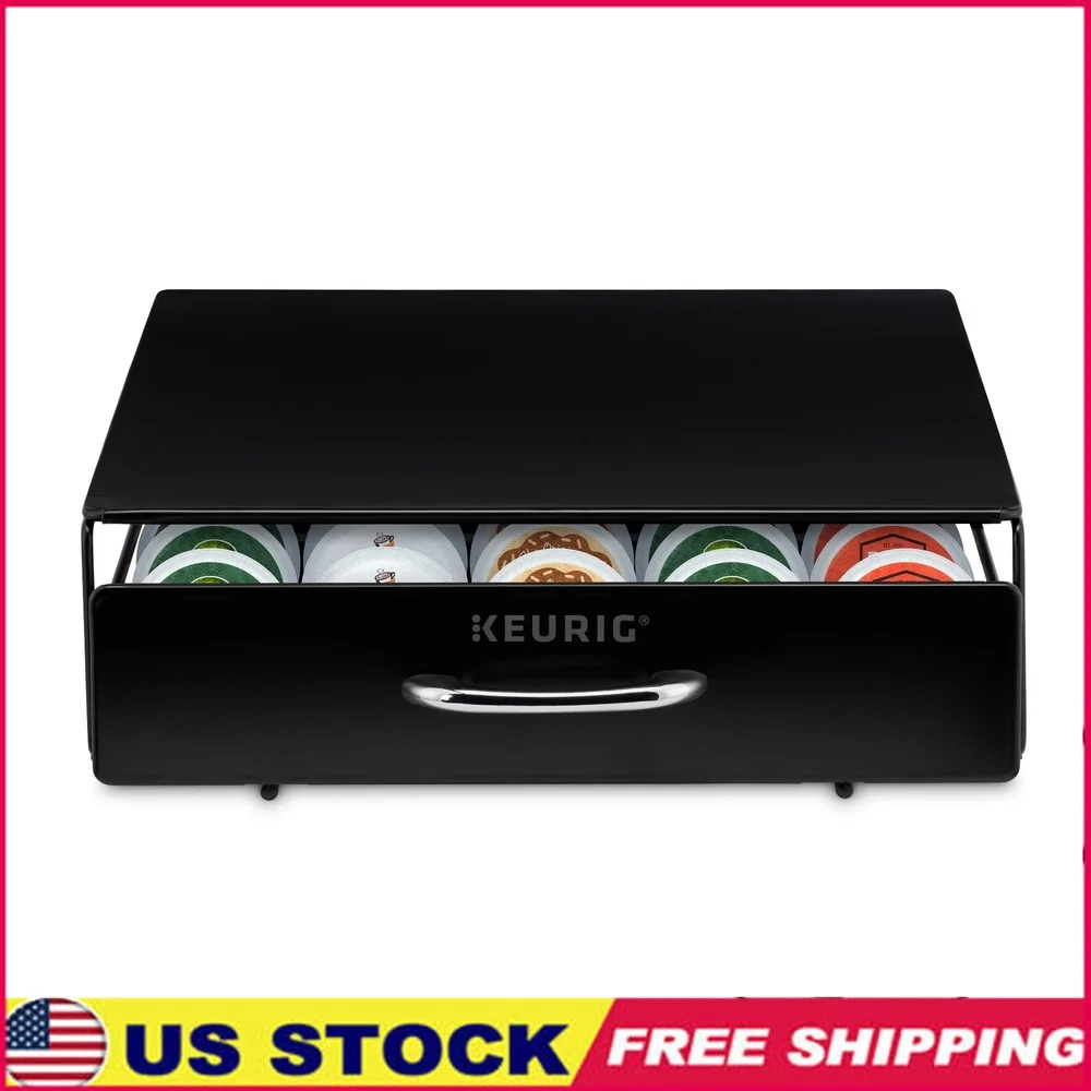 

Under Brewer Storage Drawer 35 K-Cup Pods Durable Rolling System Space Saving Coffee Accessory Black 11.22x14.76x3.66 Inches