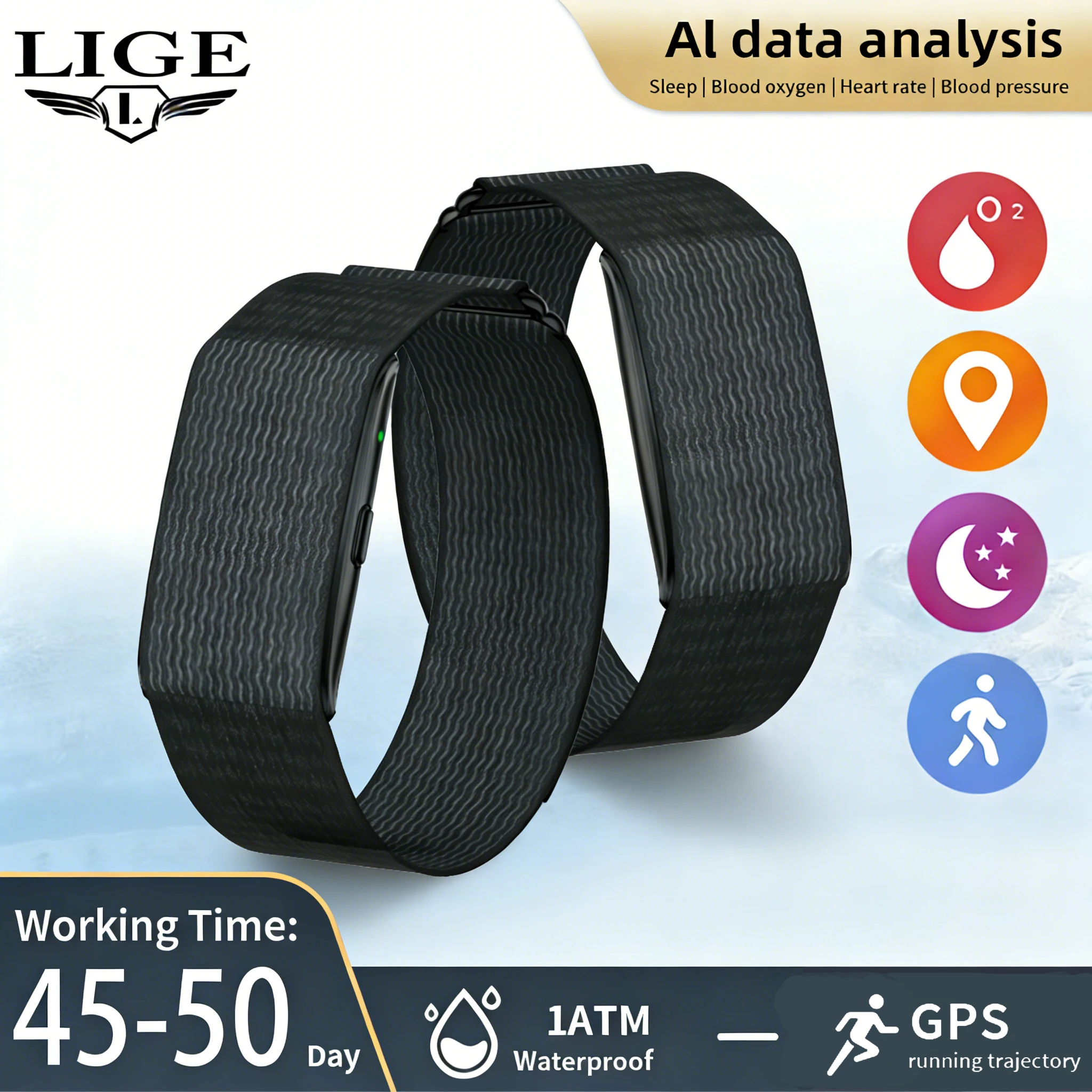 

Смарт-браслет 2026 AI для здоровья с GPS-трекером, мониторингом пульса, давления, ВСР, напоминанием о звонках, фитнес-трекер, спортивный браслет