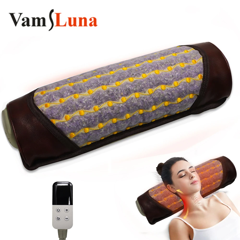 Amethyst Massage Pillow Natural Germanium Band Heating Function Negative Ion Energy Therapy for Insomnia and Relieve pain