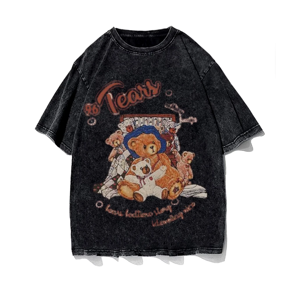 

Y2K Graphic T - Shirts Teddy Bear Tee All - Cotton, High - Quality Oversize Washed Tee. Cute Teddy Bears, Y2K Nostalgic Vibe