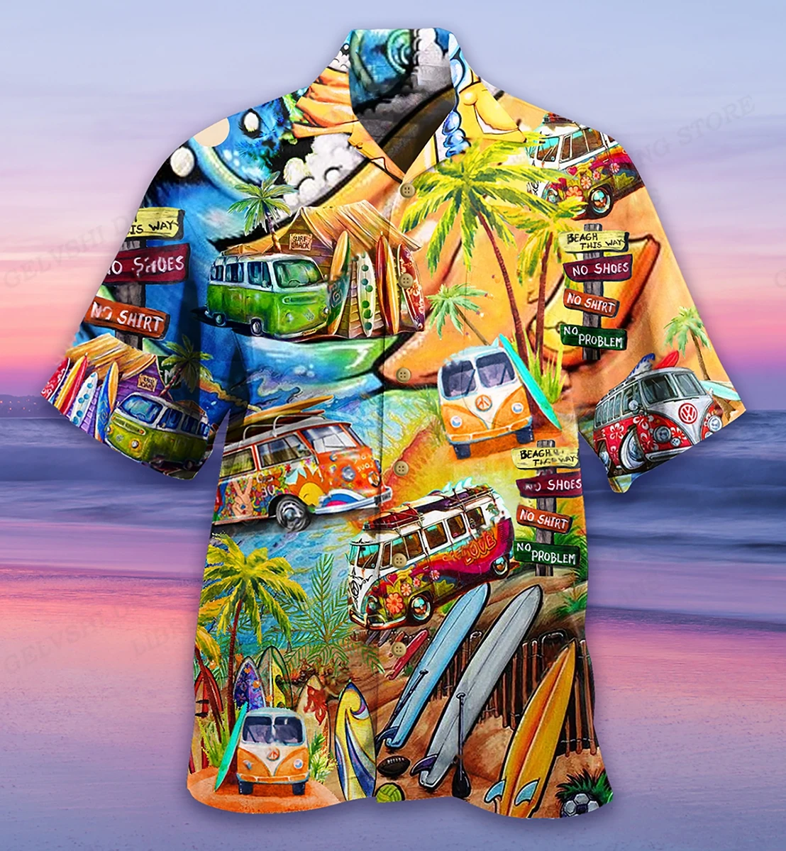 Vocation Bus 3d Printed Shirts Men Fashion Hawaiian Shirt Casual Beach Shirt Motorcycle Blouse Men\'s Lapel Shirt Truck Camisa