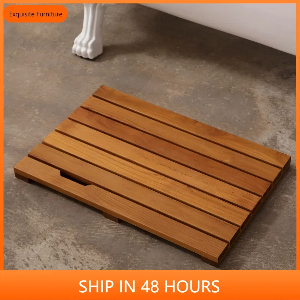 

Solid Teak Wood Bathroom Shower Mat Bathroom Anti-Slip Mat for Bathroom, Outdoor "L23.6-W15.7"