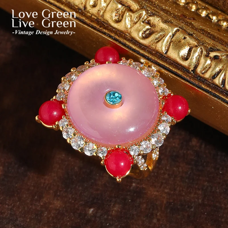 

Vintage Rose Red Agate Pink For Woman Stone Knot Elegant Gold Color Rhinestone Luxury Jewelry Quality Mother Gift Christmas 2025