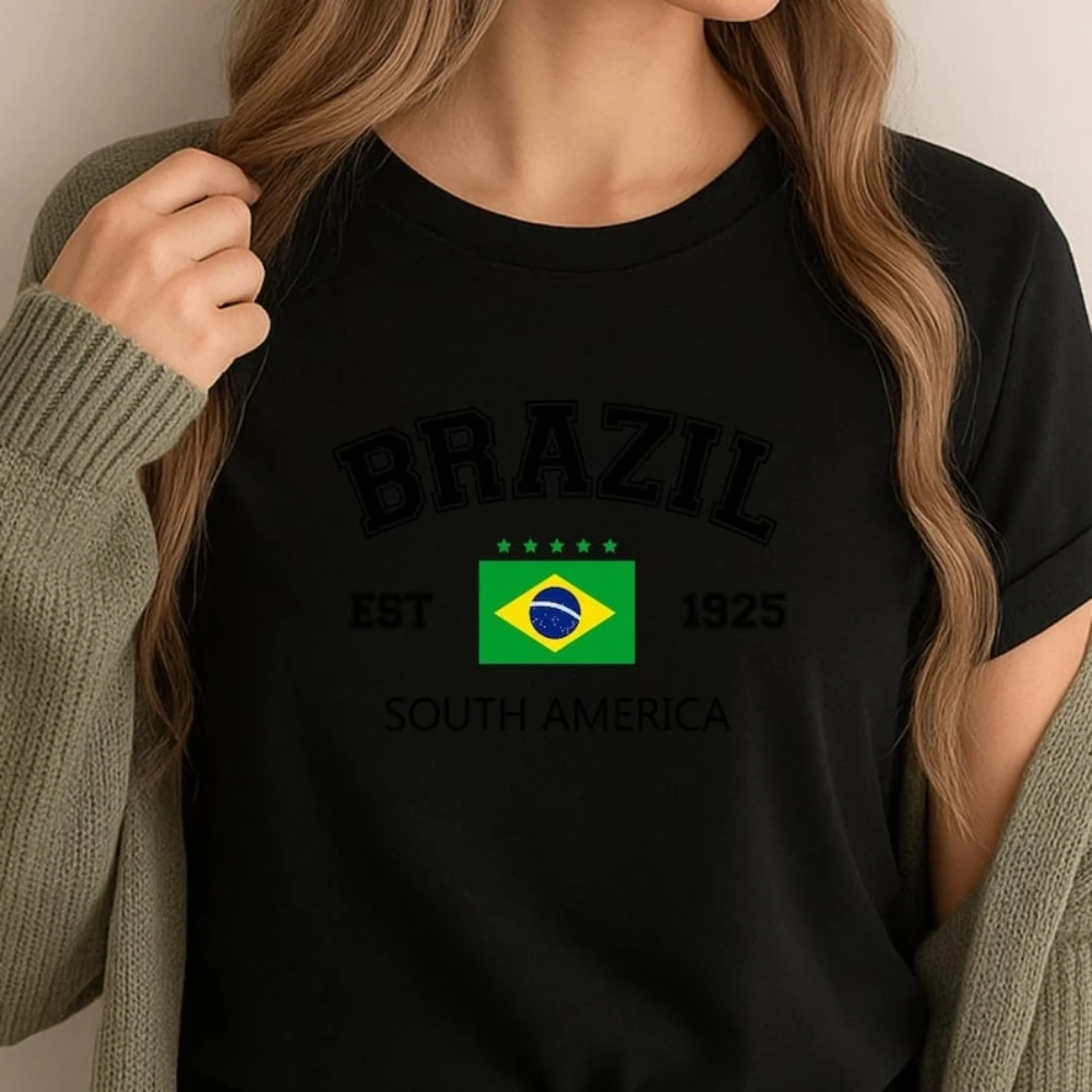 브라질 국기 그래픽 T 셔츠 브라질 프라이드 여성 남자 여름 코튼 Tshirt 애국 남미 아트 빈티지 streetwear