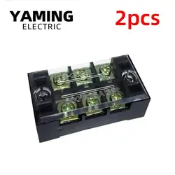 2pcs TB-2503 Fixed Screw Terminal Block Barrier 600V 25A 3P Wire Connector Cable Wiring Splice Terminales 3 Positions