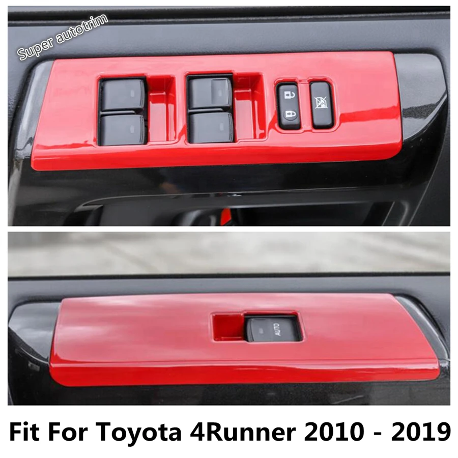 

Inner Door Armrest Window Lift Button Panel Decoration Cover Trim Fit For Toyota 4Runner 2010 -2019 ABS Red Accessories Interior