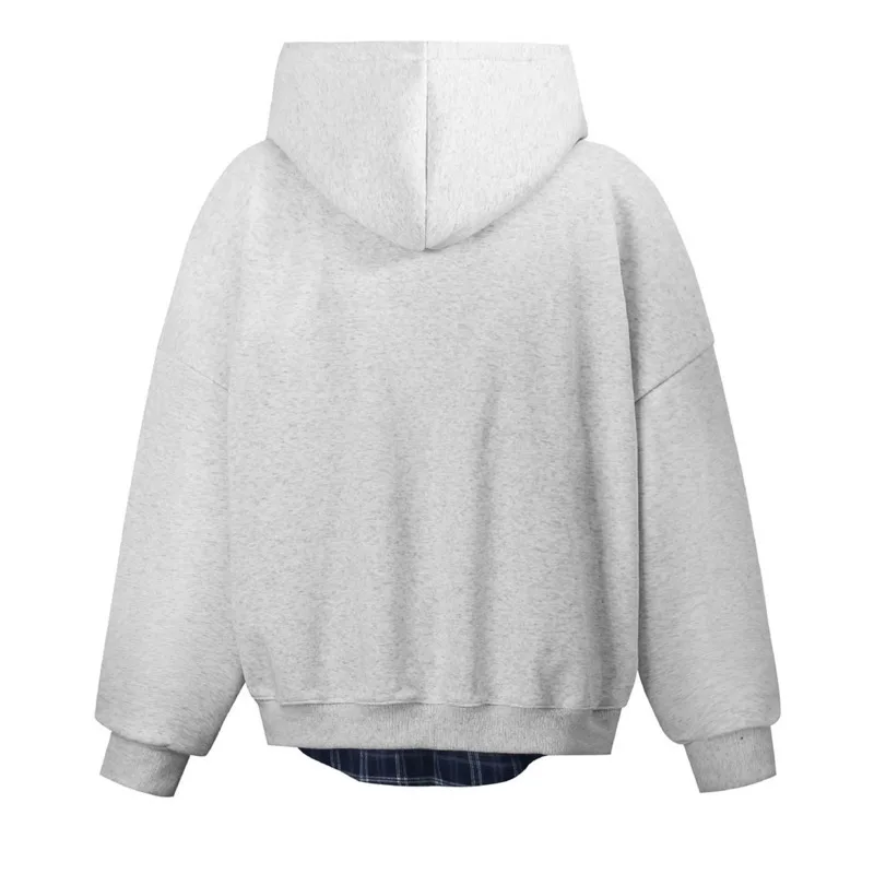 سويت شيرت بغطاء للرأس بسحاب أمريكي مخملي للرجال والنساء مع إحساس التصميم المتخصص، سترة قميص مربعة مكونة من قطعتين