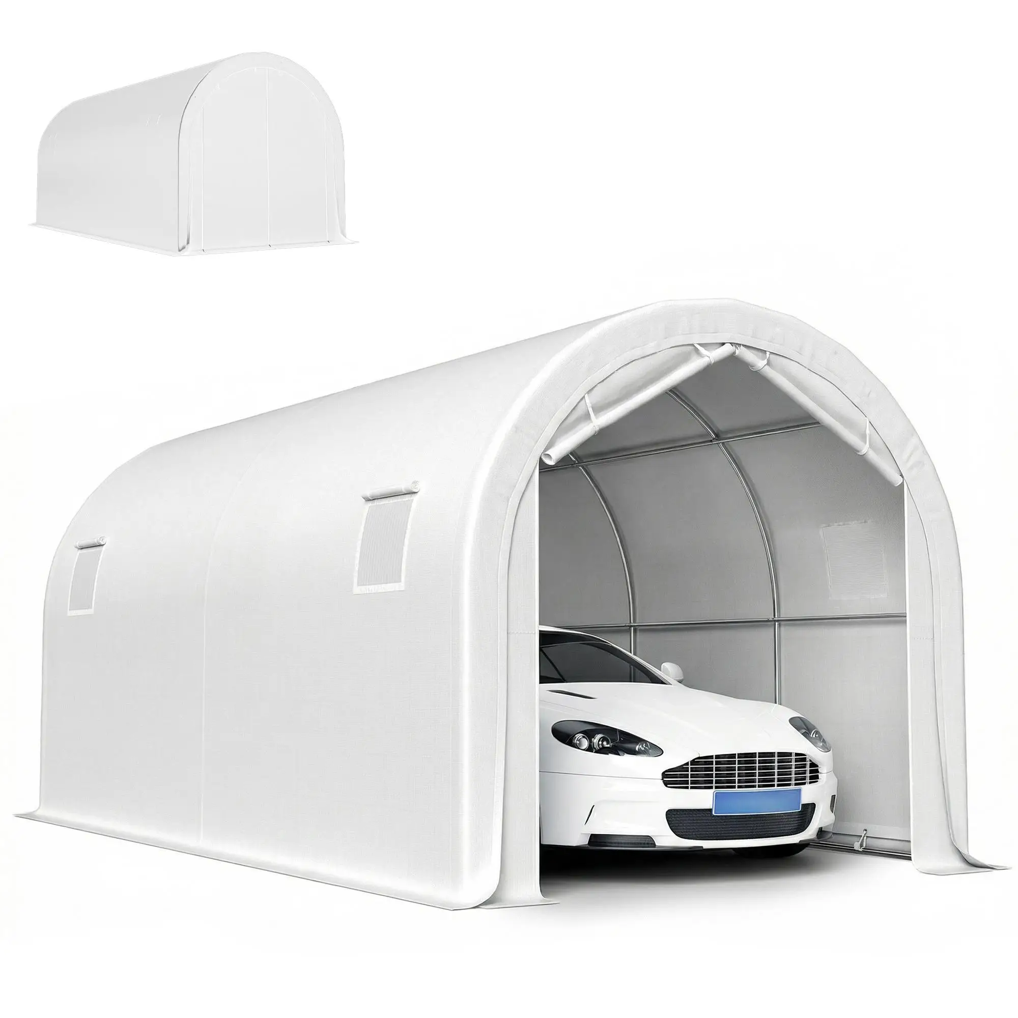 Abri voiture 3x6 m, garage pour voiture, imprimé Couverture en PE UPF30 + Galv.Metal Stable wind