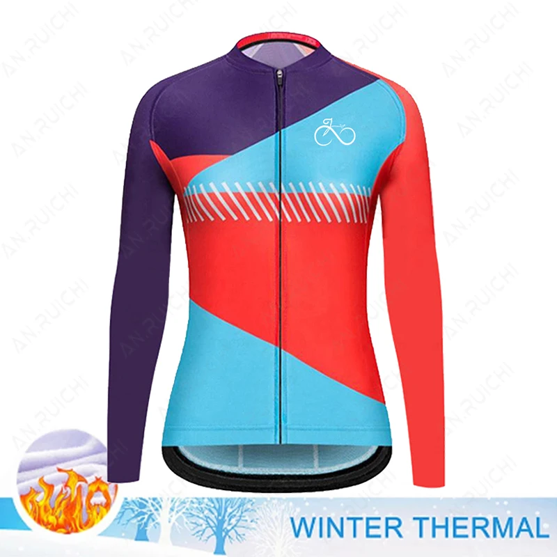 2023 Winter Warm Fleece Cycling Jerseys Women Fashion Bike Clothes Mountain Outdoor Triathlon Wear Bicycle Shirts Ropa Ciclismo