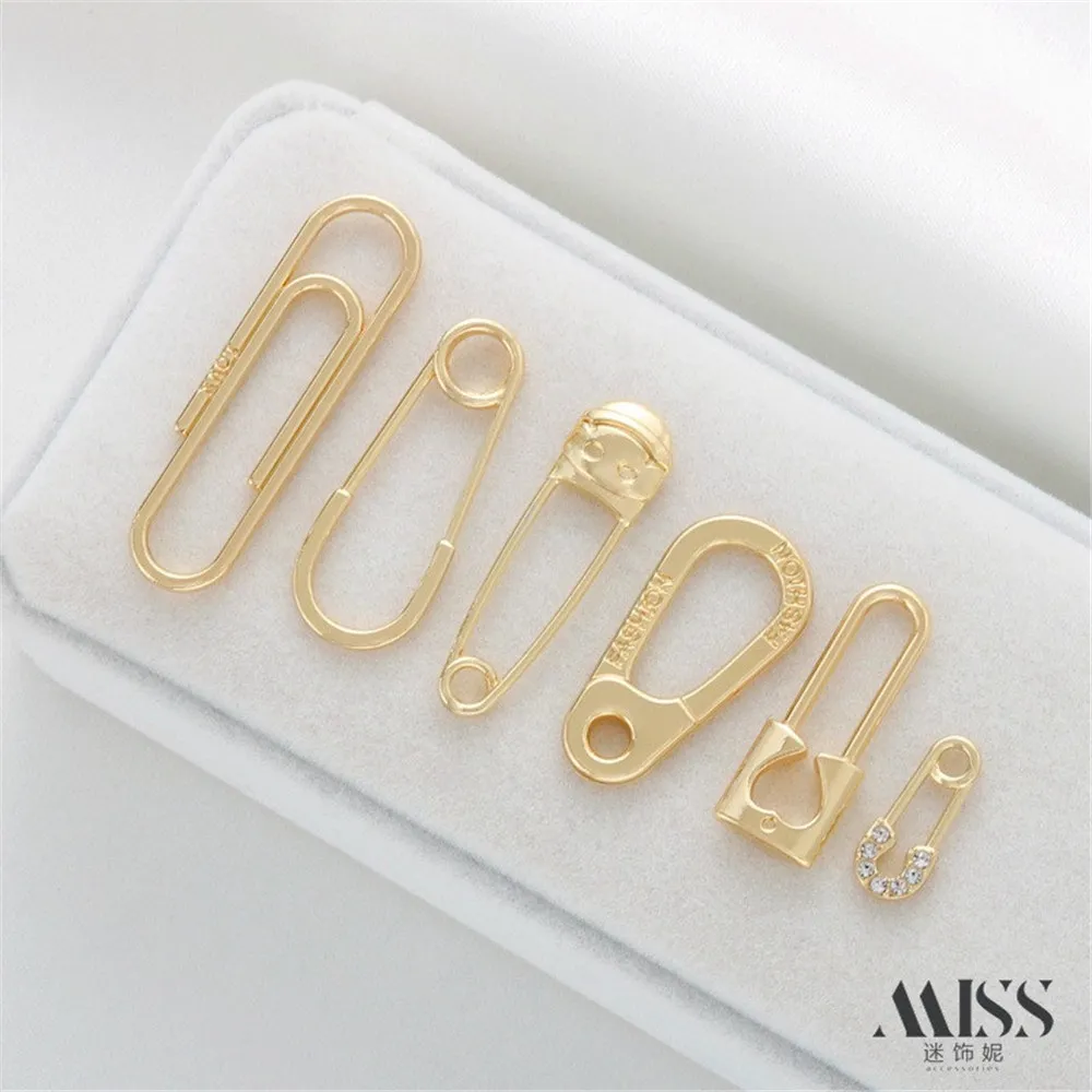 

14K Gold Bag Color Pin Paperclip Pendant, Connecting Buckle DIY Handmade Bracelet, Necklace, Jewelry Accessories, Materials