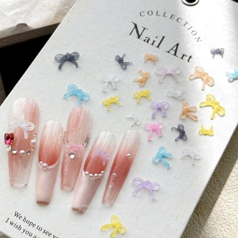 

Mini Colorful Resin Lace Bowknot Cute Bow Tie Simple Ribbon Lines Nail Art Decorations DIY Manicure Tools Accessories Wholesale