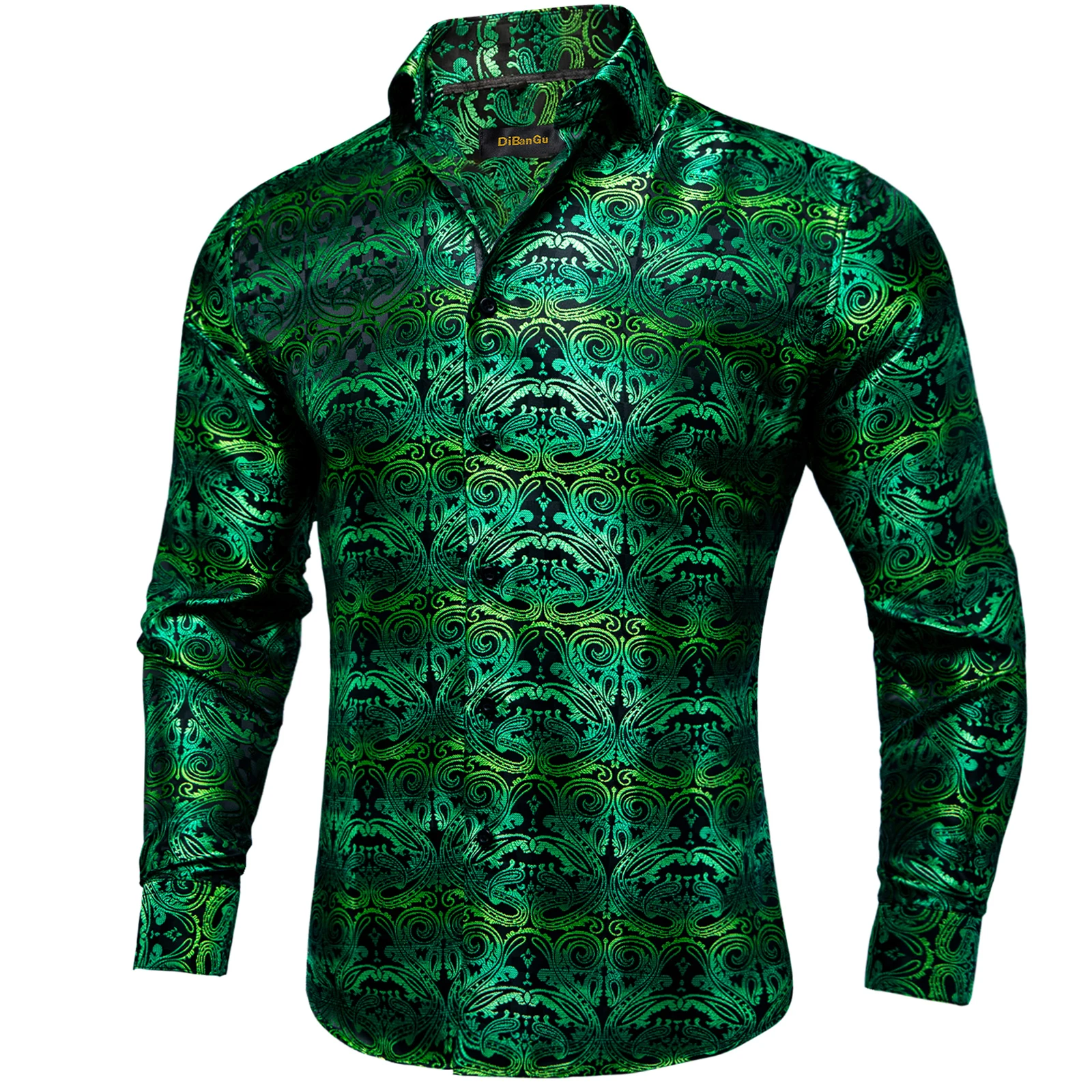 Unique Design Paisley Men Shirts Green Blue camisa masculina Four Season Long Sleeves Blouse for Man Accessories Birthday Gifts