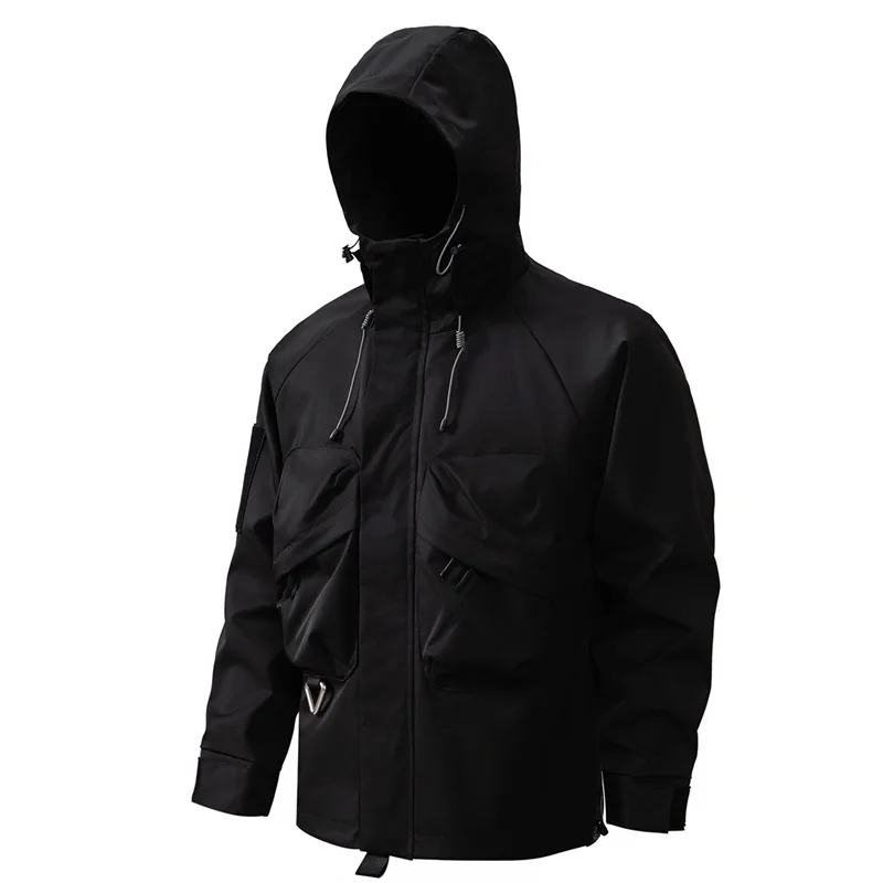 Gorasion New Men Spring Autumn Hooded Jackets Men's Fashion Solid Casual Work Jacket Male Fashion Outdoor Sports Windbreaker