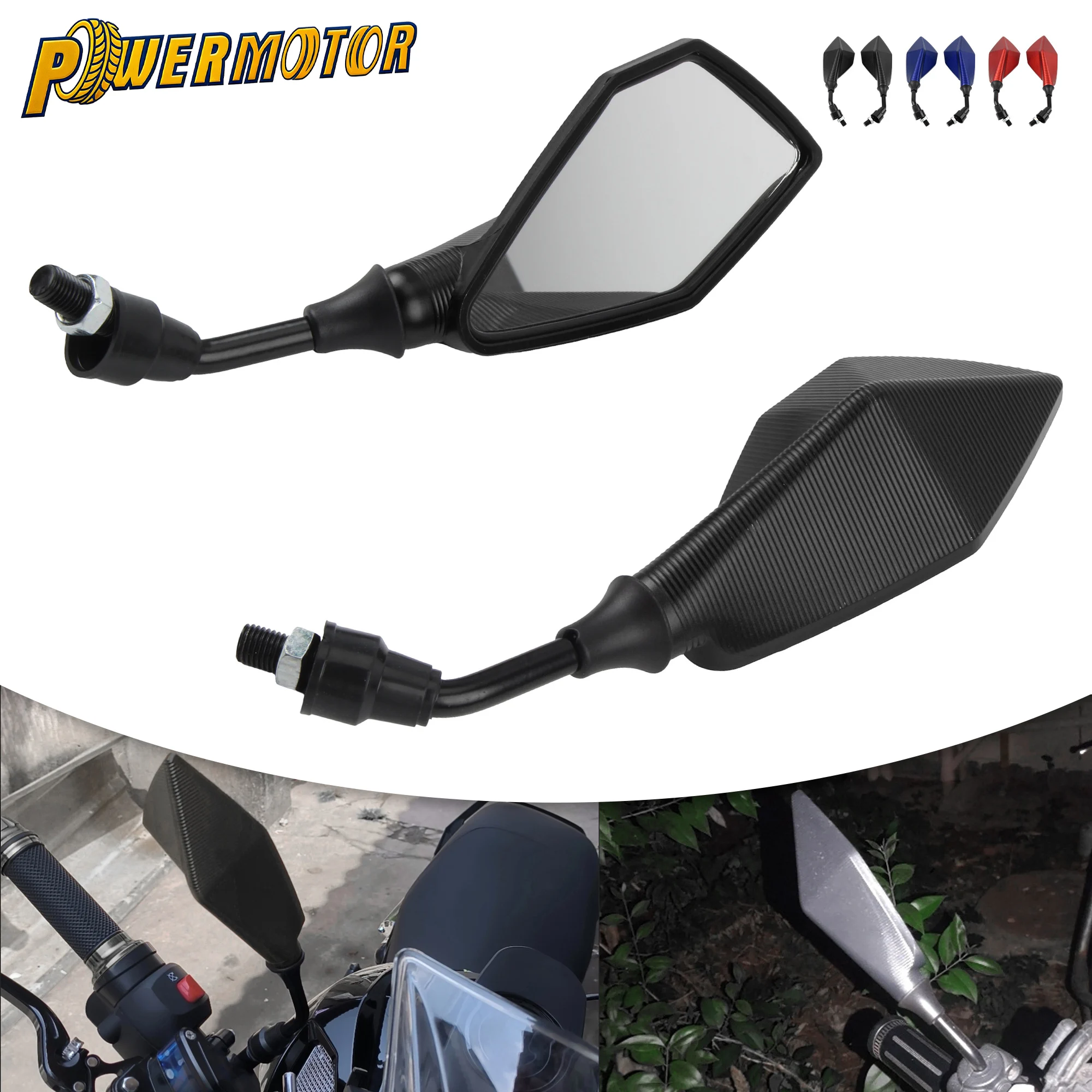 

1 Pair Motorcycle M10 Rearview Mirror Side Mirrors Adjustable Wide Angle Reversing Auxiliary Mirror Scooter Ebike Moped Modified