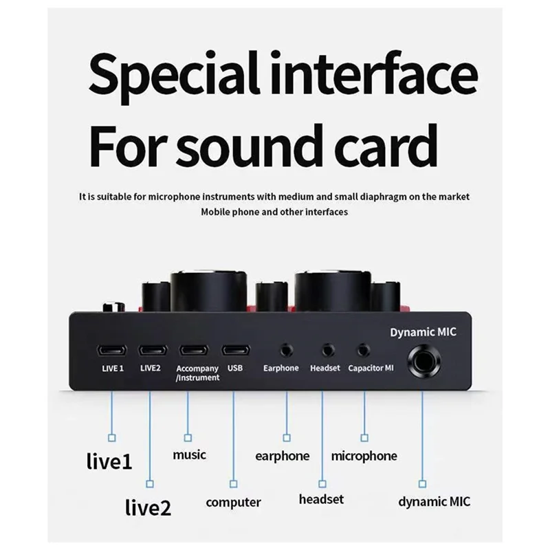 

BM-800+V8 Sound Card Kit Spare Parts Podcast Equipment Bundle Voice Network Karaoke Diaphragm Condenser Microphone Karaoke Kit