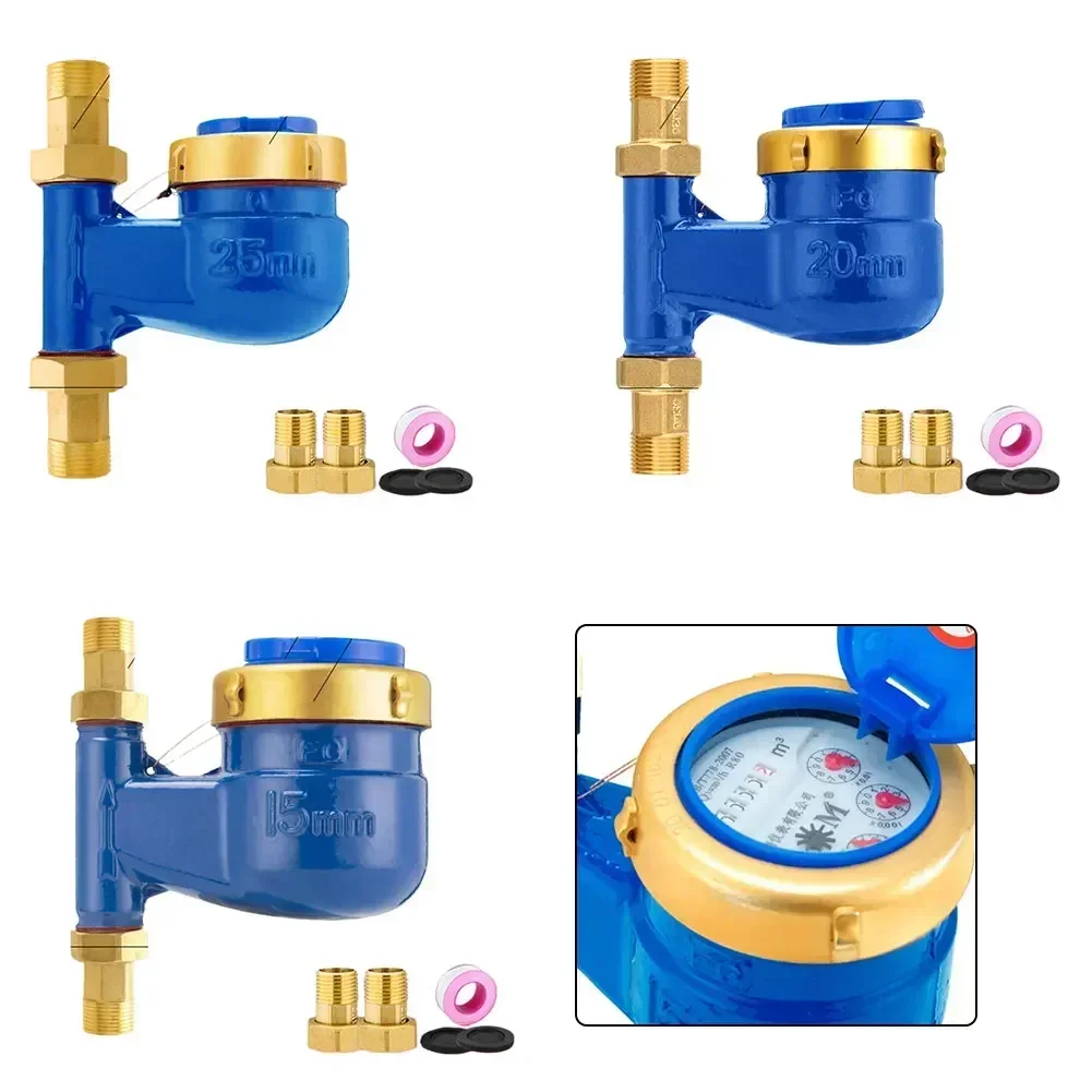 มิเตอร์น้ำหุ้มทองแดงแบบตั้งพร้อมการวัดแบบสี่เข็มที่แม่นยำสำหรับบ้านและโครงการ DN15 DN20 DN25