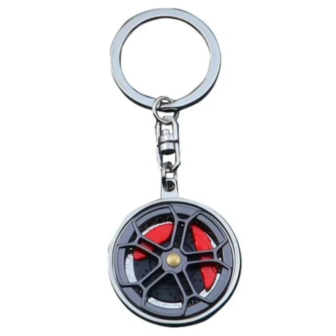 

Rotatable Wheel Hub Key Chain Zinc Alloy Fidget Wheel Hub&Brake Keychain Fingertip Gadget 3D Car Accessories Keychain