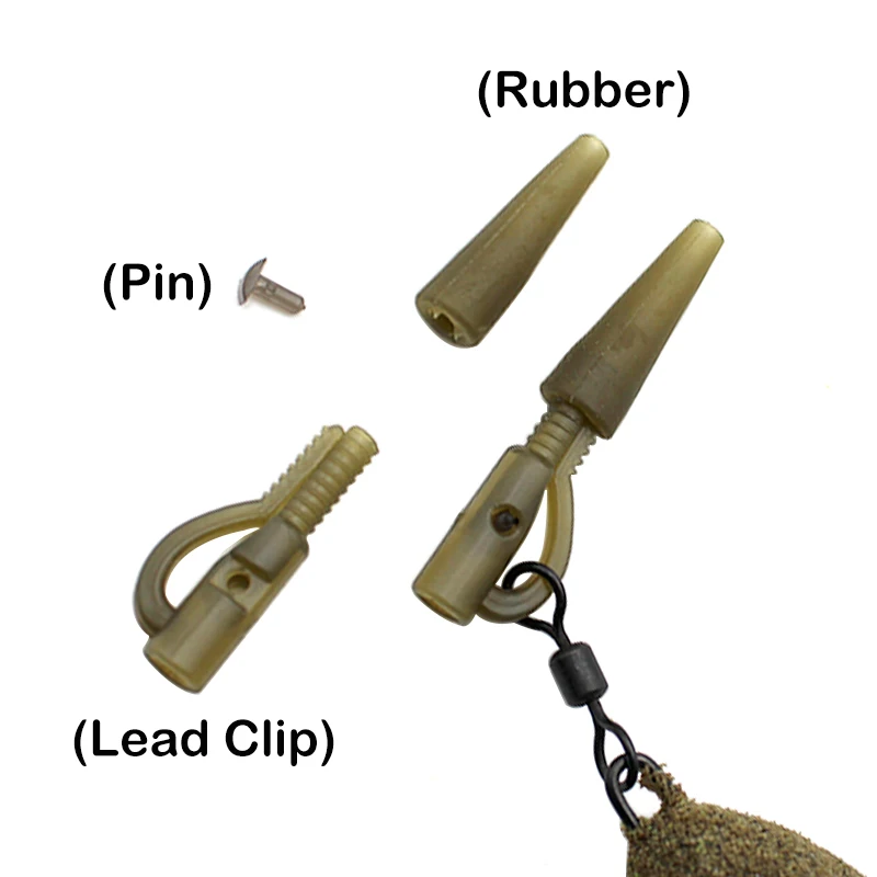 Juego de 20 Clips de plomo y gomas de cola, Kit de aparejos de pesca de carpa con cono, accesorios para aparejos de pesca de carpa