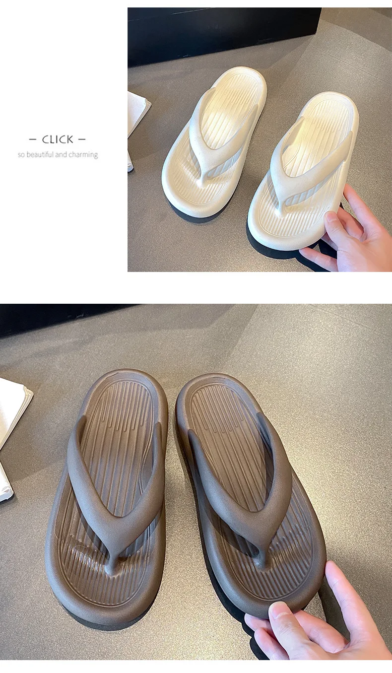 Evshine Damen-Sommer-Flip-Flops, Outdoor-Mode, rutschfeste Strand-Hausschuhe, bequem, weicher Boden, Damen-Sandalen, Haus-Badezimmer-Rutschen – Detail 8