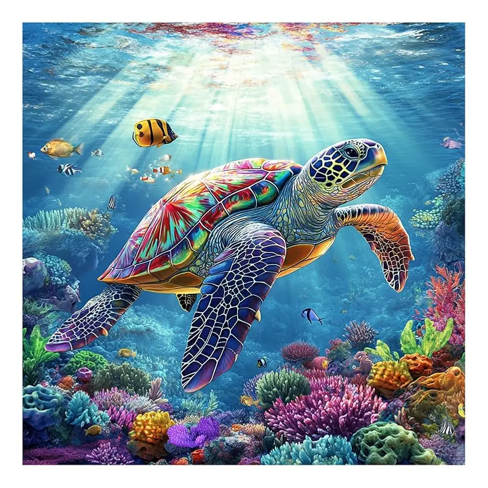 

Sea Turtle Diamond Painting Kits for Adults, Diamond Art Kits for Beginners, 5D DIY Full Drill Gem Craft for Home Decor Gift