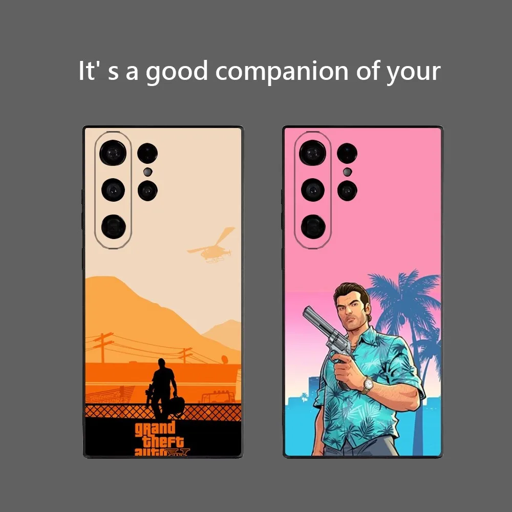 Game G-Grand T-Theft Auto Phone Case For Samsung Galaxy S25 Ultra S22 S23 S24 Ultra S21 S20 5G Protective Soft Silicone TPU Fund