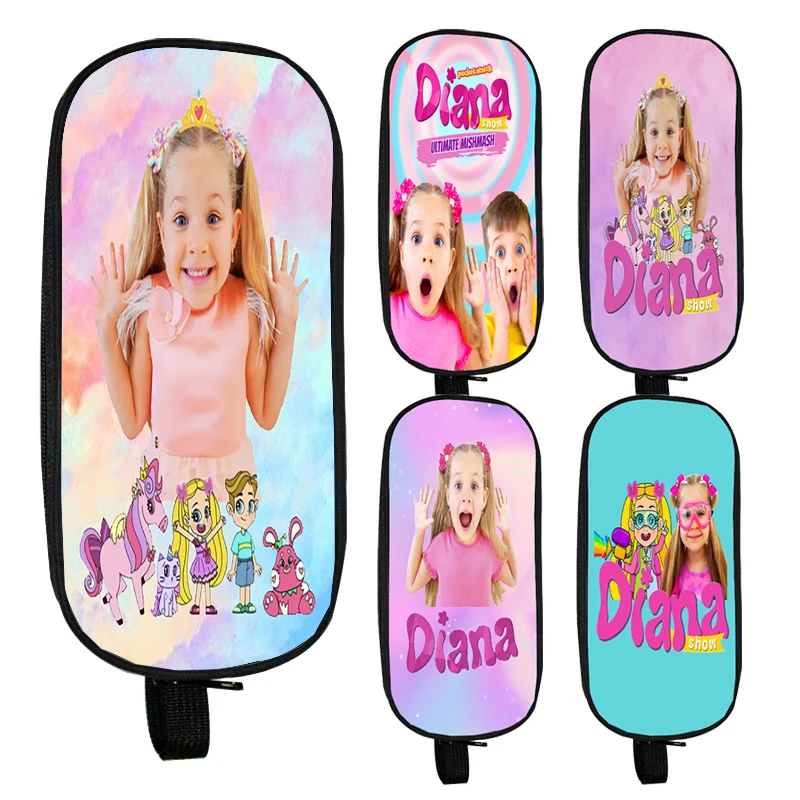 Kids Diana And Roma Show Pencil Case Stationery Cute Boys Girls Gift Pen Bag Box Storage Student School Office Supplies