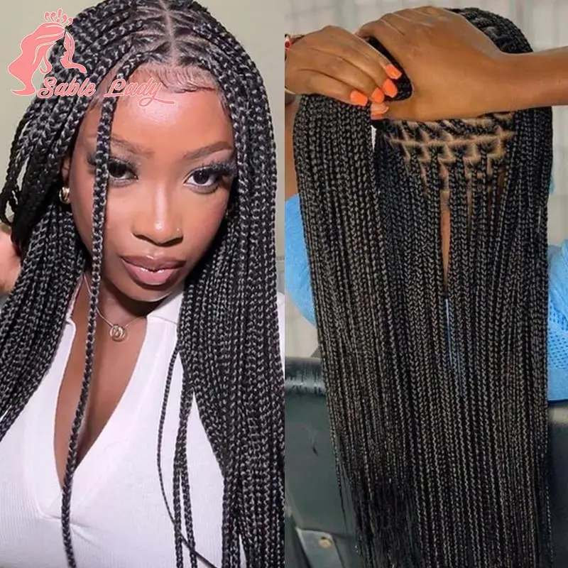 

Synthetic 36" Full Lace Braided Wigs Small Box Braids Lace Front Wigs Cornrow Knotless Braided Wigs African Square Hair Wigs